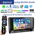 2+64G Android 14 Carplay Autoradio DAB GPS Navi WiFi Für Audi A3 8P S3 2003-2013