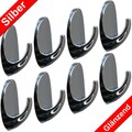 8 Handtuchaken Klebehaken Set Selbstklebend Handtuchhalter Wandhaken silber