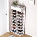 Schuhregal Schmal Schuhständer mit 7/9 Ebenen Schuhablage Schuhschrank Holzregal