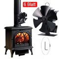 6Blatt Ofenventilator Kaminofen Ventilator Stromloser Lüfter Kaminrohr Stove Fan
