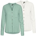 Vero Moda Damen Leinen Bluse Hemdbluse Blusenshirt Damenbluse VMMymilo V-Neck