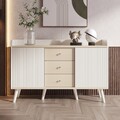 Sideboard Kommode Anrichte Standschrank mit 3 Schubladen und 2 Schiebetüren Weiß