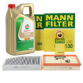 MANN Filterset + 5L CASTROL 5W30 Motoröl für AUDI A4 B8 A5 8T 8F Q5 8RB 2.0 TDI