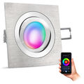 QF-2 Decken Einbauspot schwenkbar mit WLAN LED GU10 RGB+ in Alu gebürstet eckig