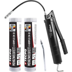 TECPO MEHRZWECKFETT LI-KOMPLEX SCHMIER-FETT KP2N-30 BLAU 2x400g + FETTPRESSE 