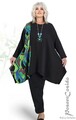 LAGENLOOK Tunika Long-Shirt Pullover schwarz grün 44 46 48 50 52 54 56 58 XXXL