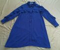 ARMINE Modest blau geknöpftes Damenhemd Tunika Größe 38 guter gebrauchter Zustand