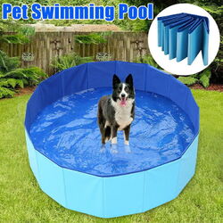160cm Blau Faltbar Hundepool Doggy Pool Swimmingpool Schwimmbecken Schwimmbad DE