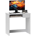 Homcom Kompakt Computertisch mit Tastatur Tablett Schublade Studium Büro Arbeit, weiß
