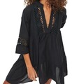 Boho Bluse/Tunika schwarz Stickerei Gr.38 - Neu mit Etikett 