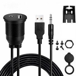 Q74C USB Armaturenbrett USB 2.0+3.5mm Aux Verlängerungskabel bündige Montage 1m 