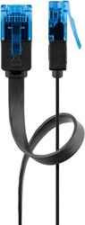Goobay 96334 CAT 6A Flach-Patchkabel, U/UTP, Schwarz, 3 m - Kupfermaterial