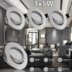 3x5W LED Einbaustrahler Ultraflach Einbauleuchte Decken Leuchte Set Einbau Spot