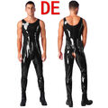 DE iEFiEL Herren Bodysuit Wetlook Offener Schritt Dessous Overall Catsuit Club