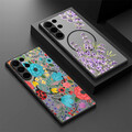 Magnetische Handyhülle für Samsung S25 Ultra S24 S23FE S22 S21 Hard Floral Cover