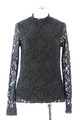 Madeleine Bluse schwarz Spitze Oberteil hochgeschlossen Langarm schmale Passform Cocktail UK 10