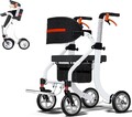 3-in-1 Faltbarer und leichter Rollator mit Sitz, Höhenverstellbarem Gehgestell