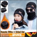 Herren & Damen Beanie Hüte Warm Strickmütze Wintermütze Mütze und Loop Schal Set