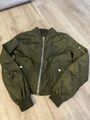 Oliv grüne Damen Bomber Jacke Gr S