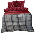Winter Bettwäsche Teddy Plüsch Schneeflocke grau rot Nicki Fleece Flauschig Warm