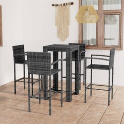 Gartenbar Set 5-tlg. Poly Rattan Grau Gartentheke Bartisch Barhocker vidaXL