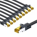Patchkabel CAT 6A S/FTP (PiMF),500MHz mit CAT 7 Rohkabel, 1 m, schwarz, 10er Set