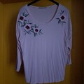 Damen Shirt/3/4 Arm/ Lachs /mit Schöner Stickerei/Gr 38/40 /Betty Barclay 