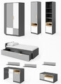 Jugendzimmer-Set Kinderzimmer-Set 9-tlg graphit grau weiß Buche Ibsen 77590422