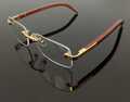 Luxus Herren Brille Gold Holz / Metall Rahmen Rahmenlose Brille 54-18-140 Cart-4