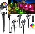 4er Set Gartenstrahler mit Erdspieß Außen Gartenspot mit Fernbedienung IP65 RGB