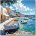 Ölgemälde Druck Leinwand Bild Strand Meer Boot Wanddeko Wandbilder XXL 5617A