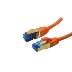ProfiPatch Patchkabel Cat.7 Rohkabel RJ45 PiMF Netzwerk DSL LAN TV orange 15m   Kontakte+Stecker VERGOLDET! TOP-Qualität mit TESTREPORT