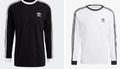 adidas Originals 3-Streifen Herren Longsleeve Langarm T-Shirt Shirt Weiß Schwarz