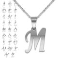 Modische Edelstahl Buchstaben Ketten Anhänger A - Z Initialen Alphabet Halskette