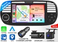 DVR+CAM+ Android 13 7" IPS Carplay Autoradio Navi Bluetooth Für Fiat 500 2007-15
