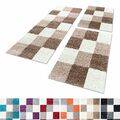 Shaggy Hochflor Teppich Carpet 3TLG Bettumrandung Läufer Set Schlafzimmer Flur