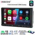 7 Zoll 4+64GB Carplay Android 15 Autoradio GPS NAVI RDS Bluetooth WiFi USB 2 DIN