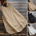 ✿ Lockeres Damen-Tanktop Aus Leinen-Baumwolle Ärmelloses Leibchen Bluse T- C8