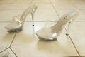 Sexy Gogo Plateau High Heels Pantoletten Ellie weiß transparent Poledance Gr 40