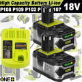 2x Original Für Ryobi Akku 18V 5,0Ah HP Lithium ONE Plus RB18L50 P108/Ladegerät