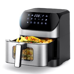 8L Heißluftfritteuse Fritteuse Digitale Edelstah 10in1 Air Fryer XL Backen 1500WTemperatureinstellung 60-200°C 60 min Timer Leise