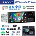 DAB+ 1 DIN 6+128G Android 14 Autoradio 6.86" Carplay GPS Navi USB +KAM Bluetooth