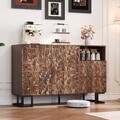 Beistellschrank Kommode Sideboard mit Metallbeine, 2 Türen & 2 Schubladen Braun