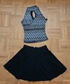 DIVIDED Rock Gr. XS mit passendem Croop Shirt Cut out Sommer Urlaub Sonne