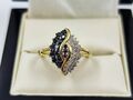9ct Gold Ring With Sapphire And Diamond Size K1/2 Hallmarked Well Made