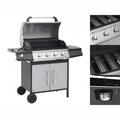 Gasgrill 4 1 Brenner Schwarz Und Silbern Stahl & Edelstahl