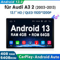 4G+64G CarPlay 13.1" Autoradio Für AUDI A3 8P 2003-2013 Android 13 GPS Navi WIFI