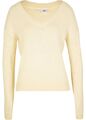 Neu Pullover mit V-Ausschnitt Gr. 36/38 Beige Damen Langarm-Pulli Strickpullover