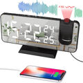 NEU LED FM Radiowecker mit USB Projektion Digital Funkuhr Dimmbar Tischuhr Alarm