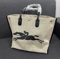 Longchamp Roseau Tote Canvas Einkaufstasche Schultertasche beige L